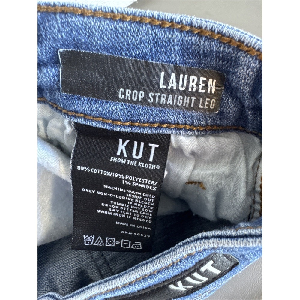 KUT from the Kloth women's blue denim cropped jeans Straight Leg Lauren Sz 10 - Picture 10 of 10